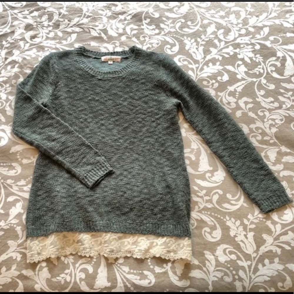 PINK REPUBLIC lace trimmed sweater